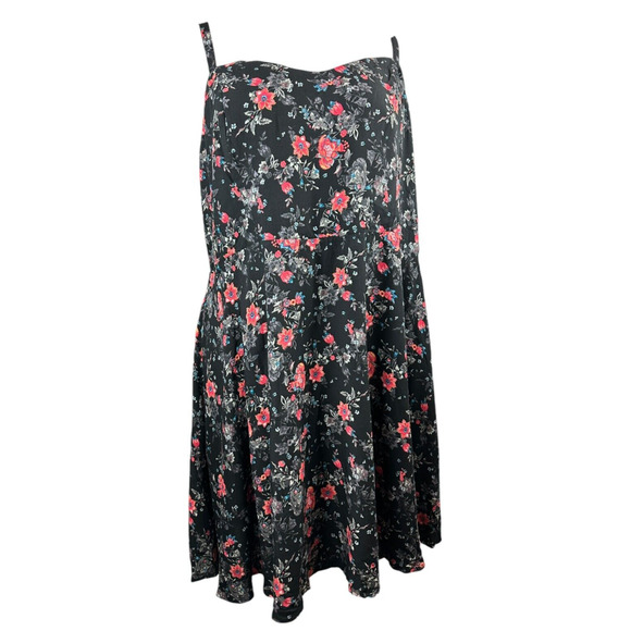 Torrid Mini Challis Sleeveless Dress Black Floral Smock Sundress Plus Size 4 4X - Picture 4 of 10